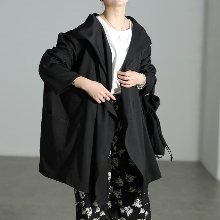 大きいサイズ レディース ルーズネックオーバーサイズ変形ジャケット