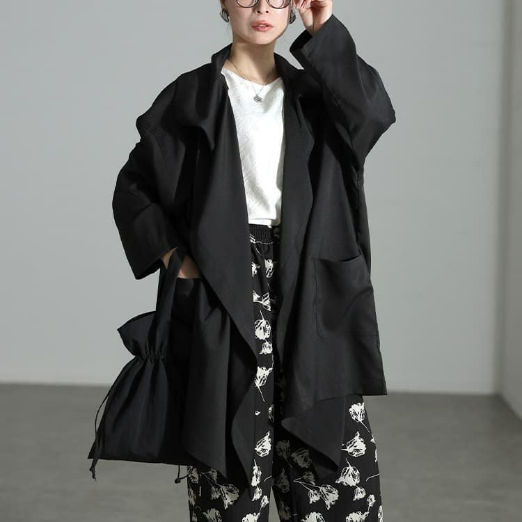 大きいサイズ レディース ルーズネックオーバーサイズ変形ジャケット