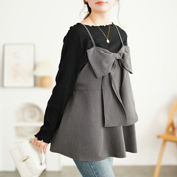 大きいサイズ レディース ビッグリボンペプラムビスチェ