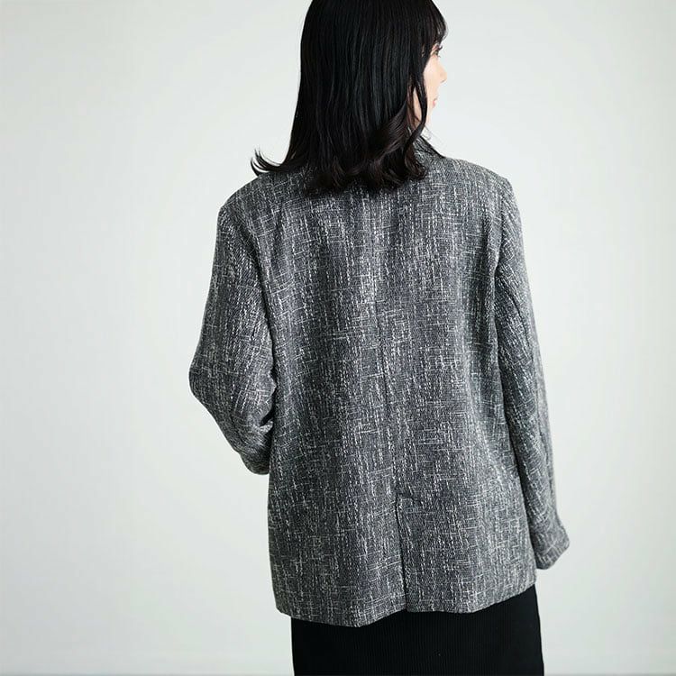 大きいサイズ レディース ツイードライクダブルボタンテーラードジャケット