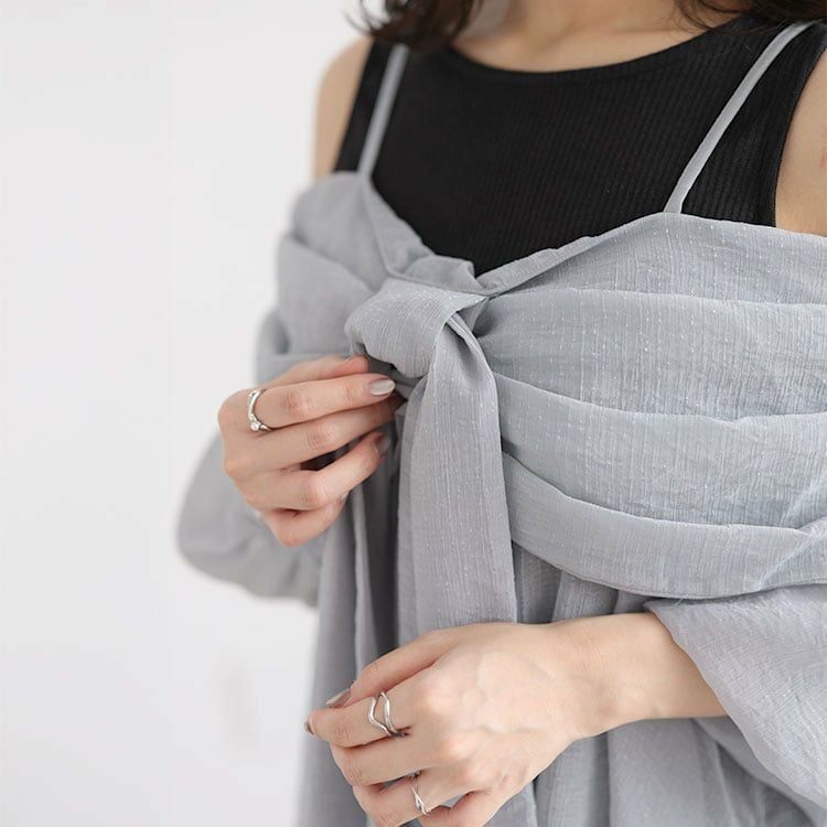 大きいサイズ レディース オフショルブラウス＆リブカットソーセット