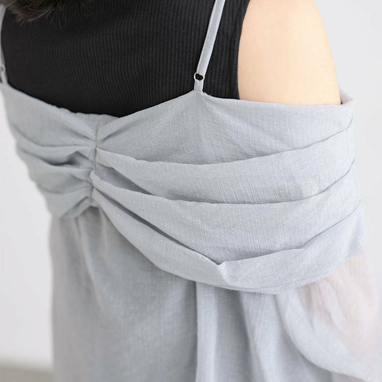 大きいサイズ レディース オフショルブラウス＆リブカットソーセット