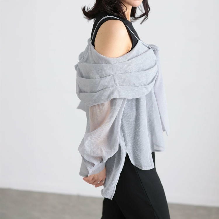 大きいサイズ レディース オフショルブラウス＆リブカットソーセット