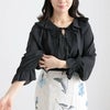 大きいサイズ レディース フリルネックリボンブラウス ブラック