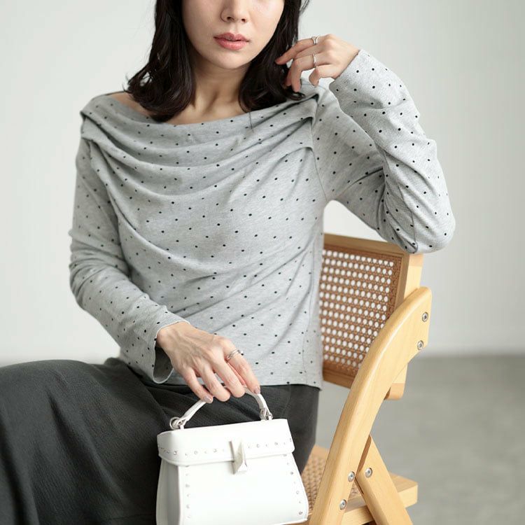 大きいサイズ レディース ドットオフショルプルオーバー