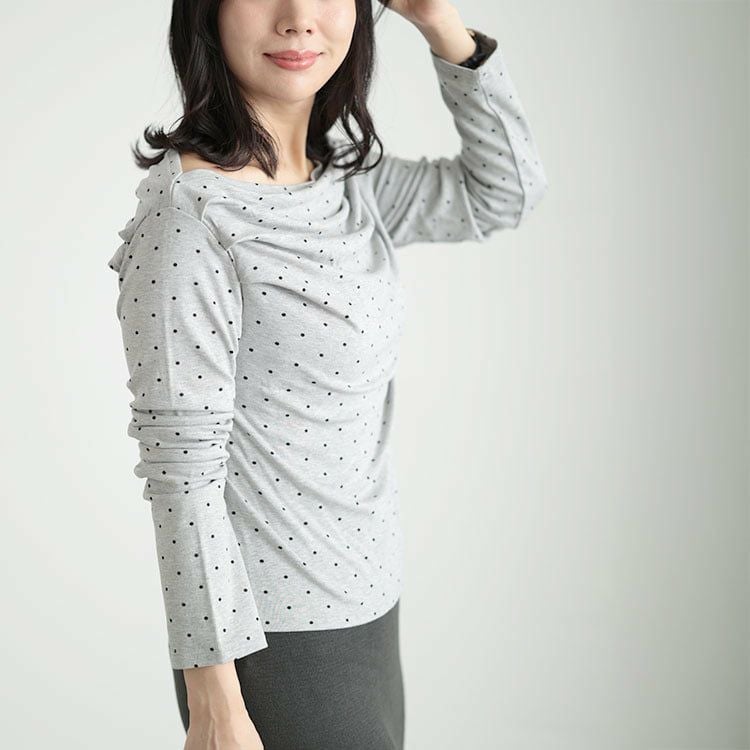 大きいサイズ レディース ドットオフショルプルオーバー