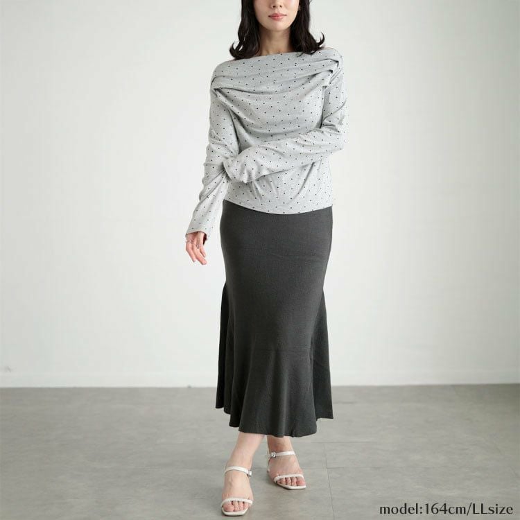 大きいサイズ レディース ドットオフショルプルオーバー