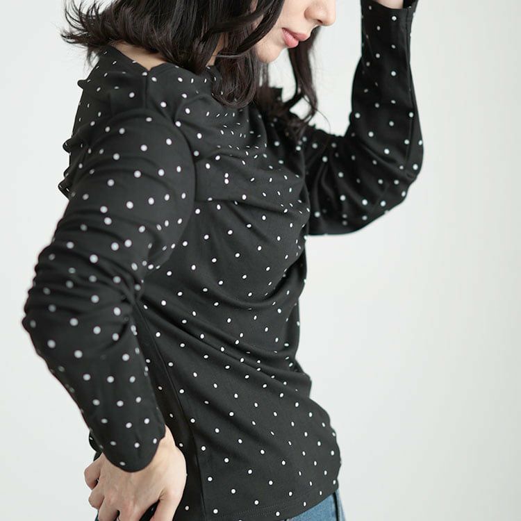 大きいサイズ レディース ドットオフショルプルオーバー