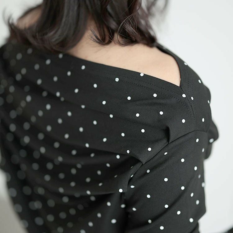 大きいサイズ レディース ドットオフショルプルオーバー