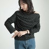 大きいサイズ レディース ドットオフショルプルオーバー ブラック