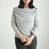 大きいサイズ レディース ドットオフショルプルオーバー 杢グレー