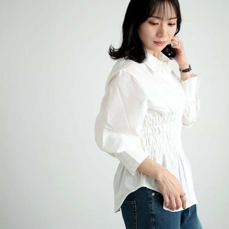 大きいサイズ レディース ブロードシャーリングシャツ