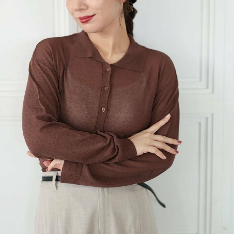 大きいサイズ レディース リネンライクシアーポロカーディガン