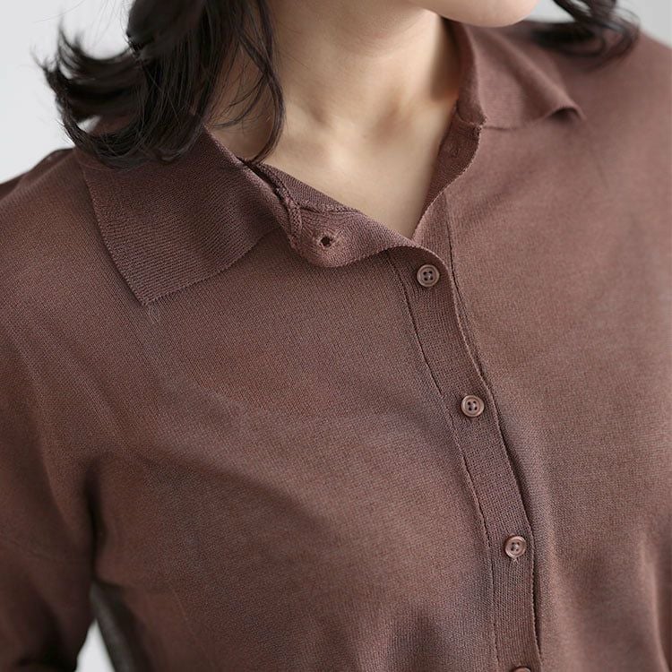 大きいサイズ レディース リネンライクシアーポロカーディガン