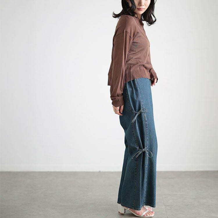 大きいサイズ レディース リネンライクシアーポロカーディガン