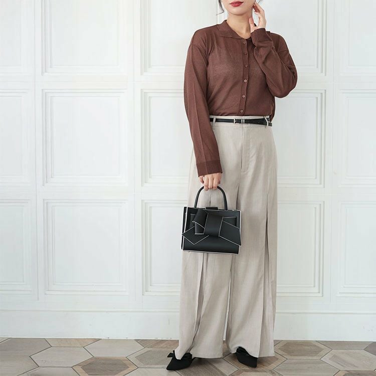 大きいサイズ レディース リネンライクシアーポロカーディガン