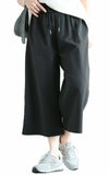 大きいサイズ レディース 軽量ストレッチクロップドワイドパンツ ブラック