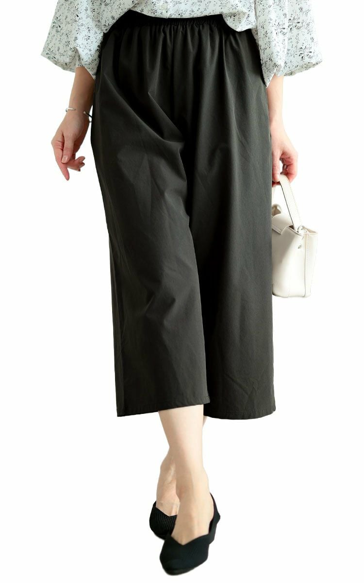 大きいサイズ レディース 軽量ストレッチクロップドワイドパンツ maru