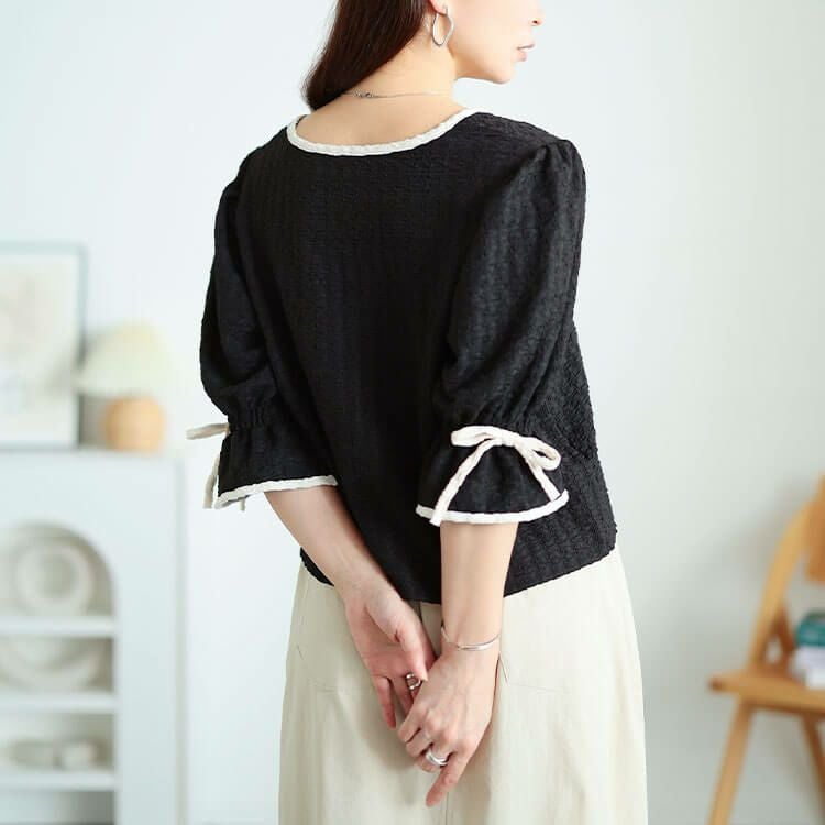 大きいサイズ レディース 配色パイピングクロップドプルオーバー