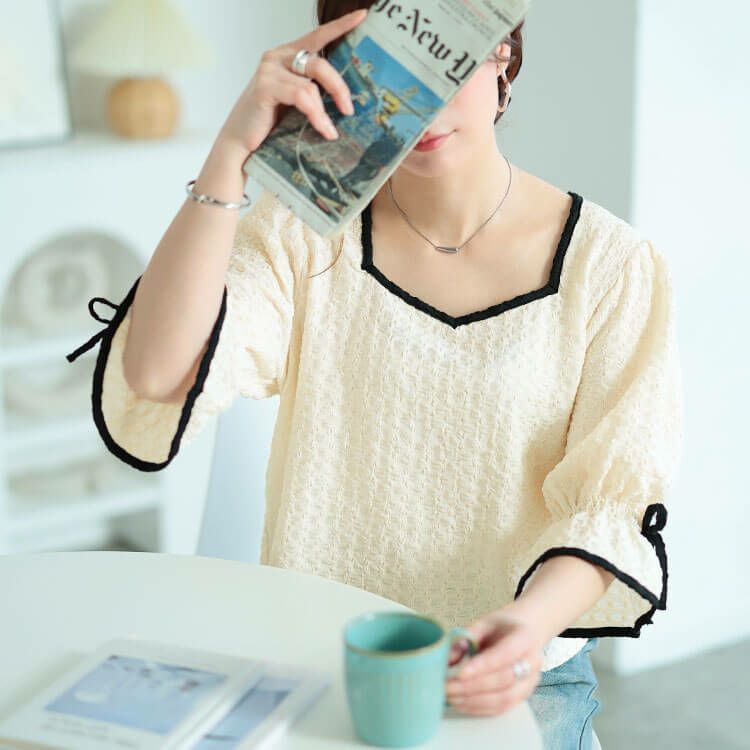 大きいサイズ レディース 配色パイピングクロップドプルオーバー