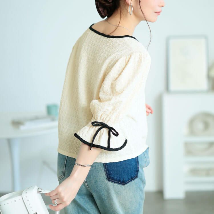 大きいサイズ レディース 配色パイピングクロップドプルオーバー