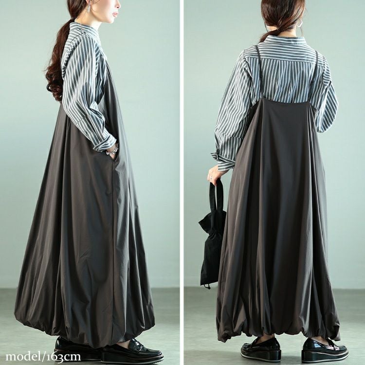 大きいサイズ レディース バルーンキャミソールワンピース