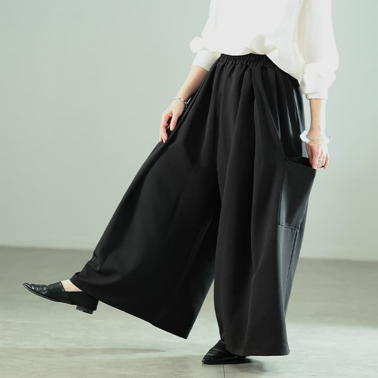 大きいサイズ レディース タックフレアワイドカーゴパンツ