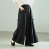 大きいサイズ レディース タックフレアワイドカーゴパンツ ブラック