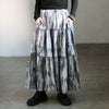 大きいサイズ レディース ニュアンス柄ティアードスカート グレー