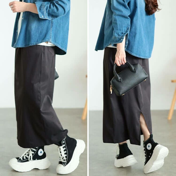 大きいサイズ レディース 接触冷感ストレッチナロースカート