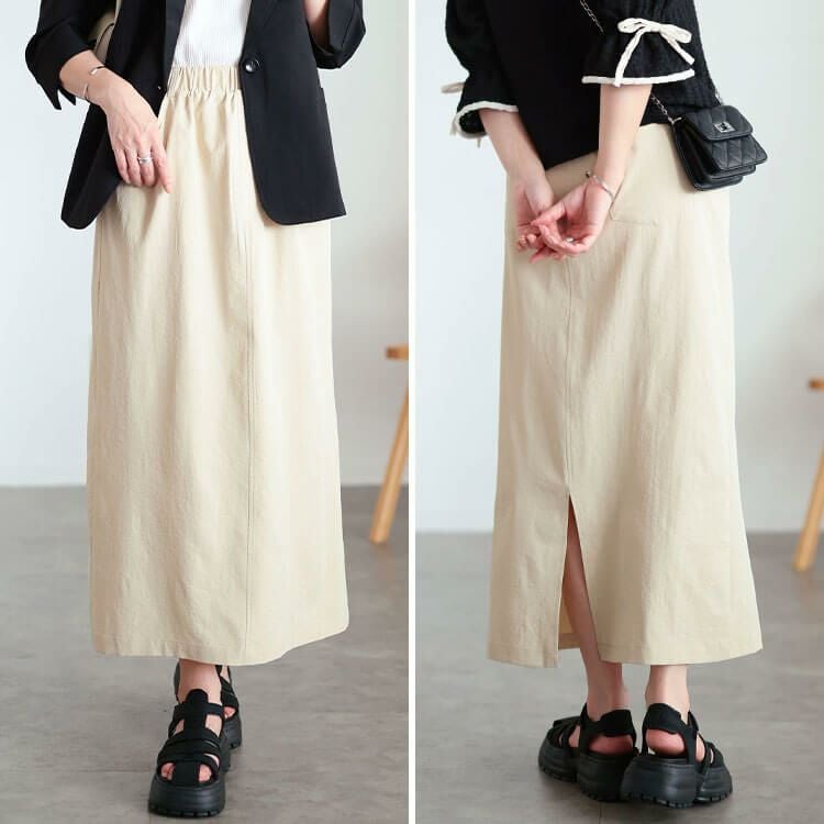 大きいサイズ レディース 接触冷感ストレッチナロースカート