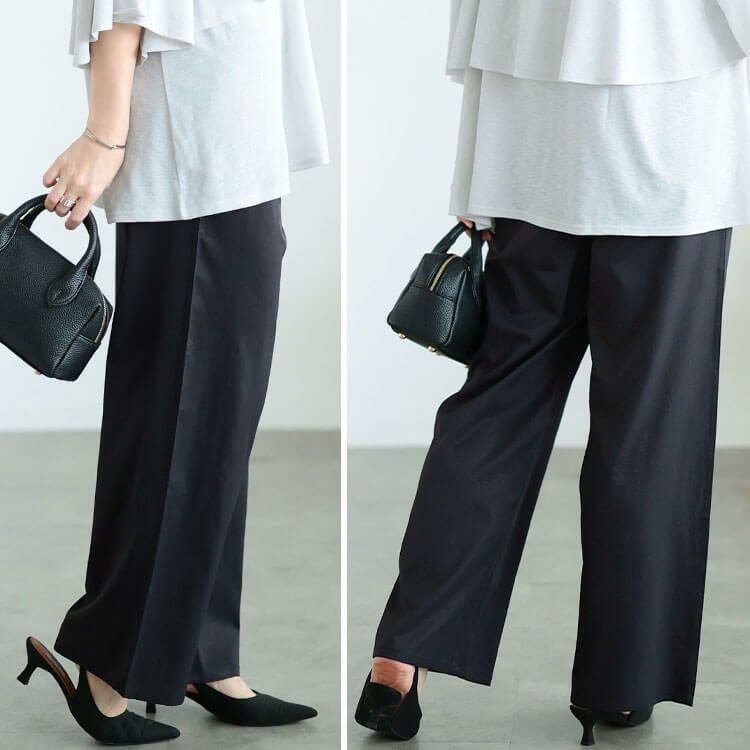 大きいサイズ レディース 接触冷感ストレッチワイドパンツ
