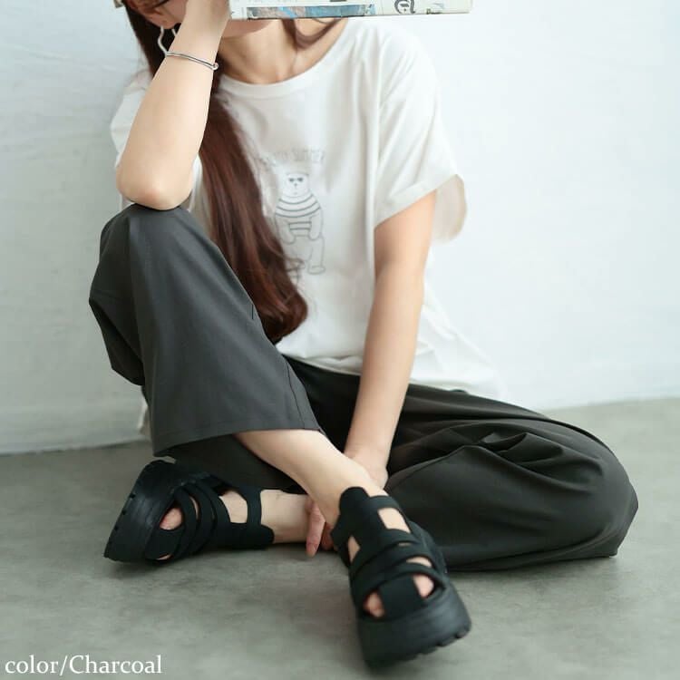 大きいサイズ レディース 接触冷感ストレッチワイドパンツ