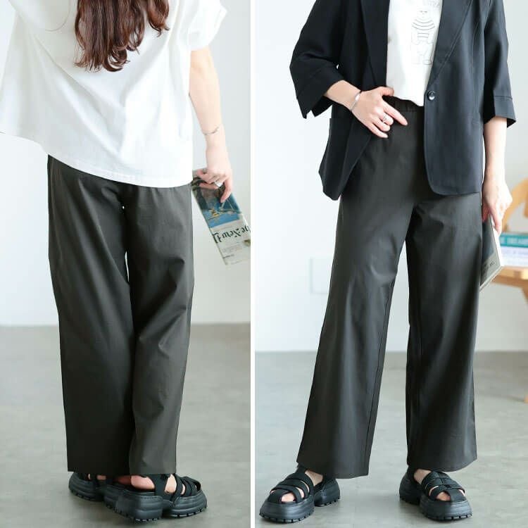 大きいサイズ レディース 接触冷感ストレッチワイドパンツ