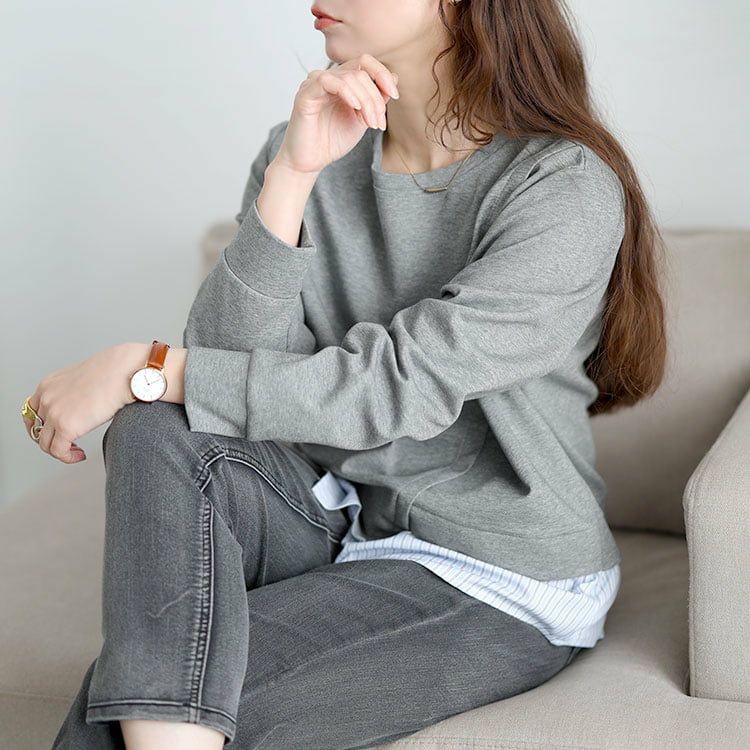 大きいサイズ レディース 重ね着風アシメデザイントップス