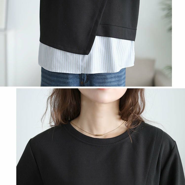 大きいサイズ レディース 重ね着風アシメデザイントップス