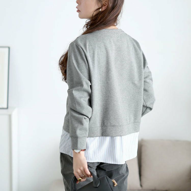 大きいサイズ レディース 重ね着風アシメデザイントップス