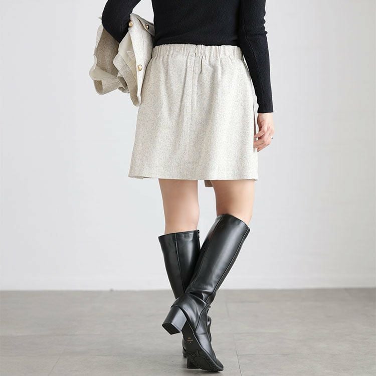 大きいサイズ レディース サマーツイードインナーパンツスカート