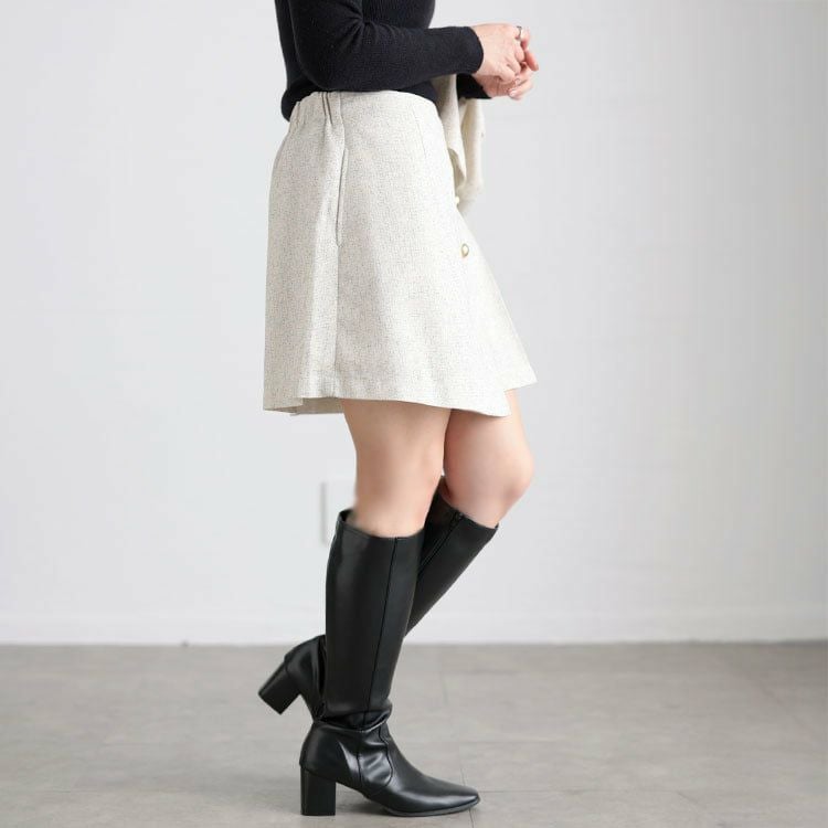 大きいサイズ レディース サマーツイードインナーパンツスカート