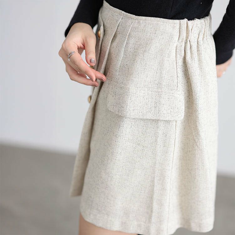 大きいサイズ レディース サマーツイードインナーパンツスカート