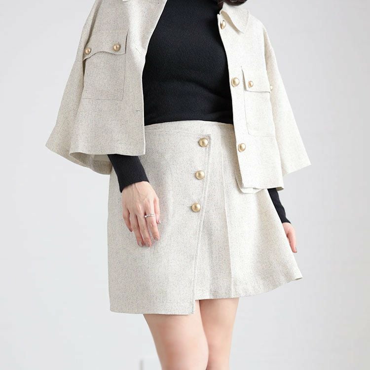 大きいサイズ レディース サマーツイードインナーパンツスカート