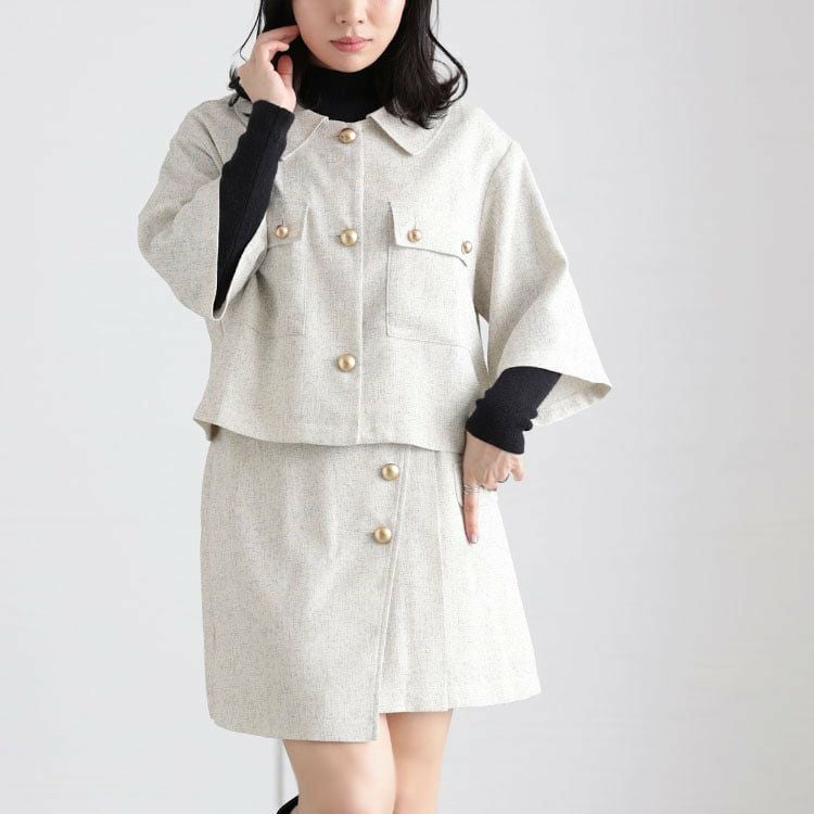 大きいサイズ レディース サマーツイードインナーパンツスカート