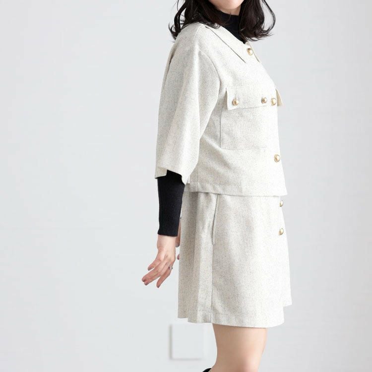 大きいサイズ レディース サマーツイードインナーパンツスカート