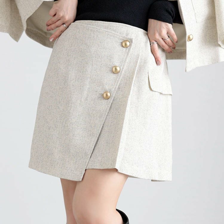 大きいサイズ レディース サマーツイードインナーパンツスカート