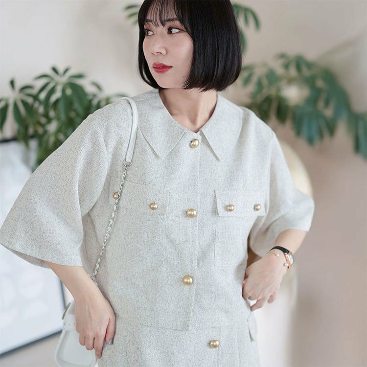 大きいサイズ レディース サマーツイードジャケット