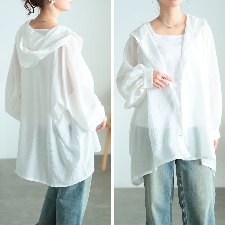 大きいサイズ レディース ストライプドビーパーカーシャツチュニック