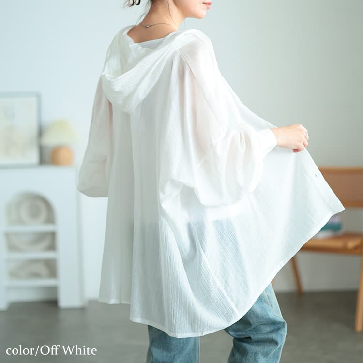 大きいサイズ レディース ストライプドビーパーカーシャツチュニック オフホワイト