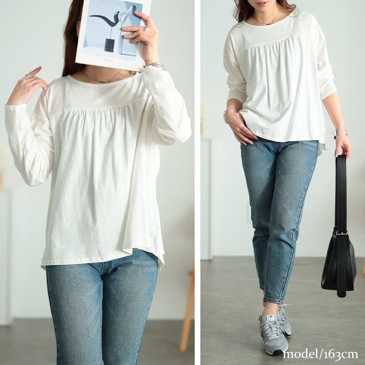 大きいサイズ レディース 後ろレイヤードコットンプルオーバー