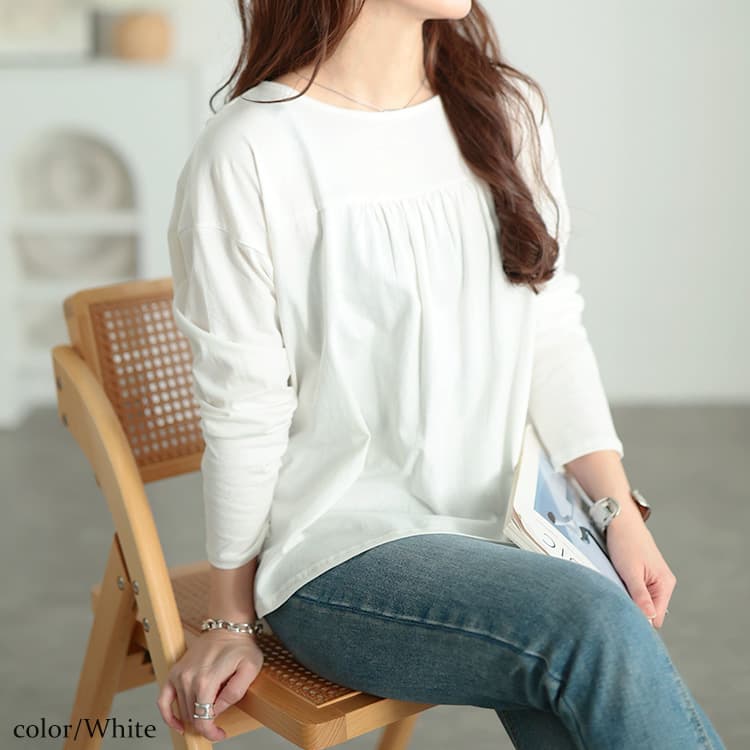 大きいサイズ レディース 後ろレイヤードコットンプルオーバー