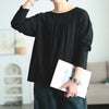 大きいサイズ レディース 後ろレイヤードコットンプルオーバー ブラック